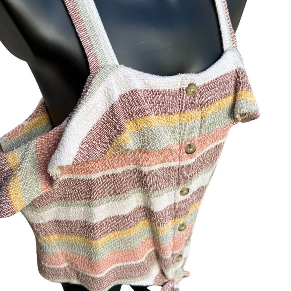 Madewell Texture & Thread Crop Ruffle Tie-Front Tank Multi Thick Straps Size L - Picture 3 of 9